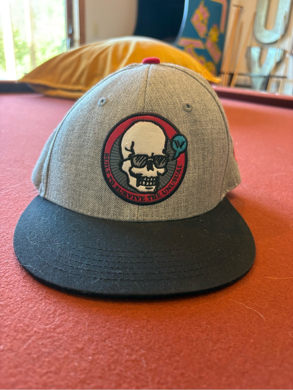 Gray and Black Skull Patch Snapback Hat